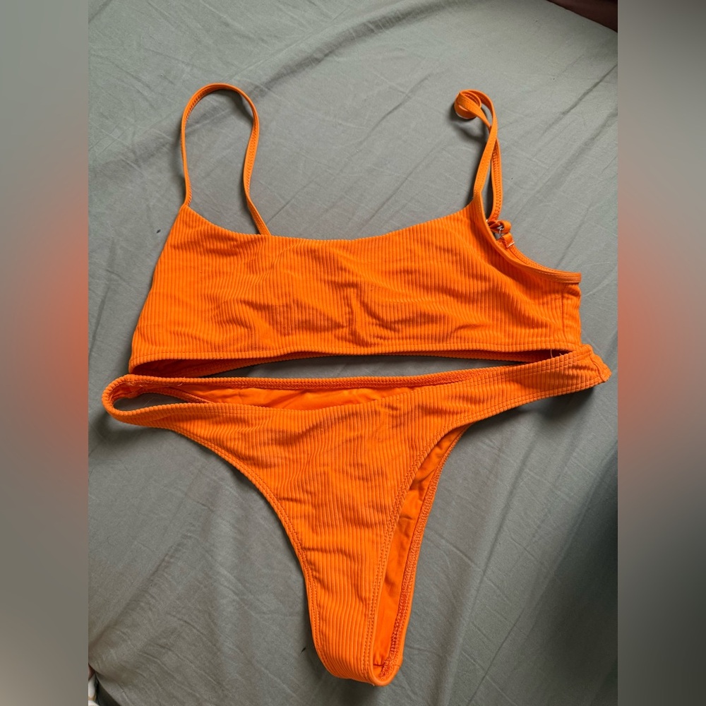 Blaze orange cheeky Frankie’s Bikini - barely worn - L